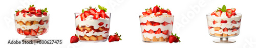 Collection of Strawberry Trifle isolated on transparent png background. Generative ai