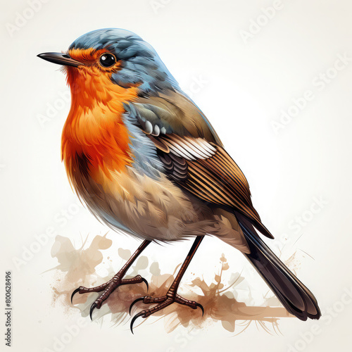 Watercolor Robin vector, clipart Illustration, Generative Ai