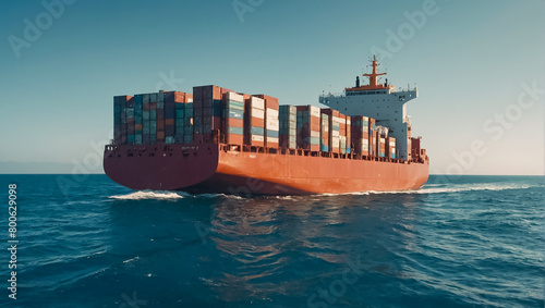 cargo ship with containers in a beautiful ocean export