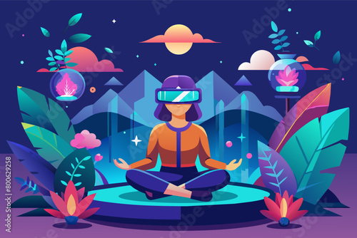 VR mockup for a virtual reality mindfulness meditation app