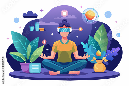 VR mockup for a virtual reality mindfulness meditation app
