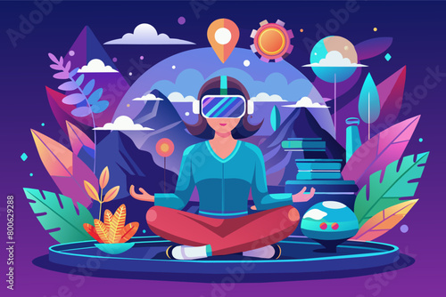 VR mockup for a virtual reality mindfulness meditation app