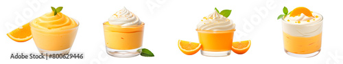 Collection of Orange Mousse isolated on transparent png background. Generative ai