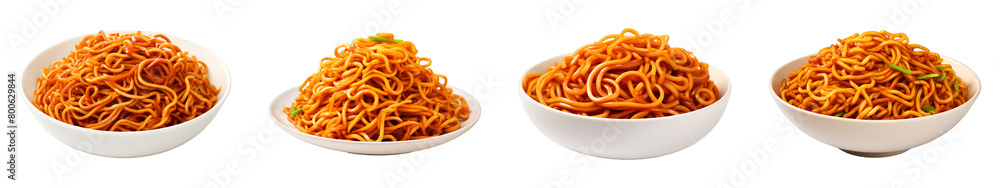 Collection of Szechuan Noodles isolated on transparent png background. Generative ai Collection of Szechuan Noodles isolated on transparent png background. Generative ai