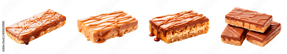 Collection of Toffee Bars isolated on transparent png background. Generative ai Collection of Toffee Bars isolated on transparent png background. Generative ai