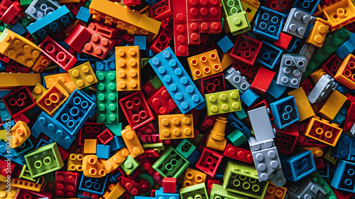 a colorful array of scattered LEGO bricks. Here are the details  The image showcases a large number of LEGO bricks in various vibrant colors