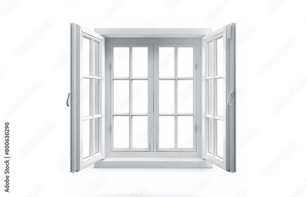 Open plastic window, isolated on white background. Open plastic window, isolated on white background.