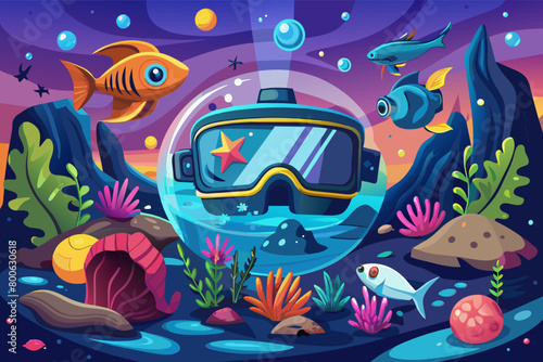 Virtual reality mockup of an underwater world