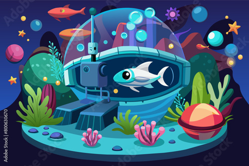 Virtual reality mockup of an underwater world