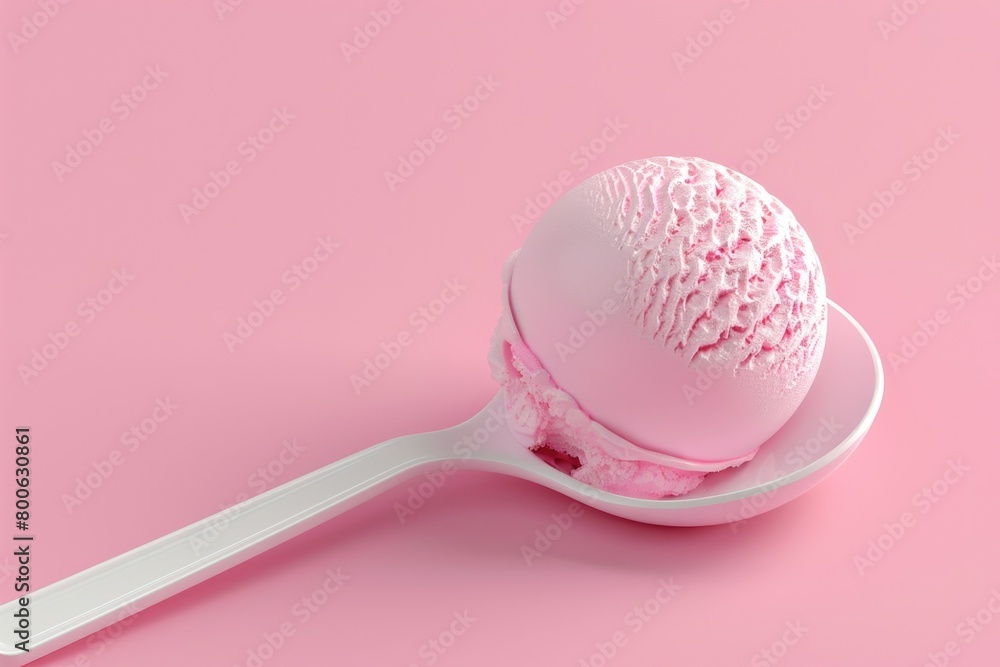 A delicious scoop of ice cream on a spoon. Great for food and dessert concepts A delicious scoop of ice cream on a spoon. Great for food and dessert concepts
