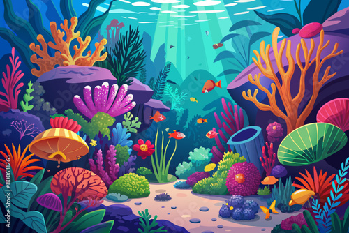Vibrant underwater coral reef scene © SaroStock