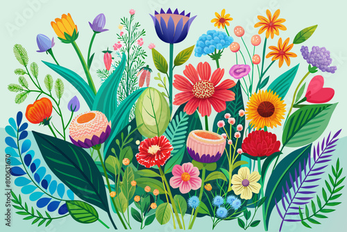 Vibrant botanical illustrations of wildflowers