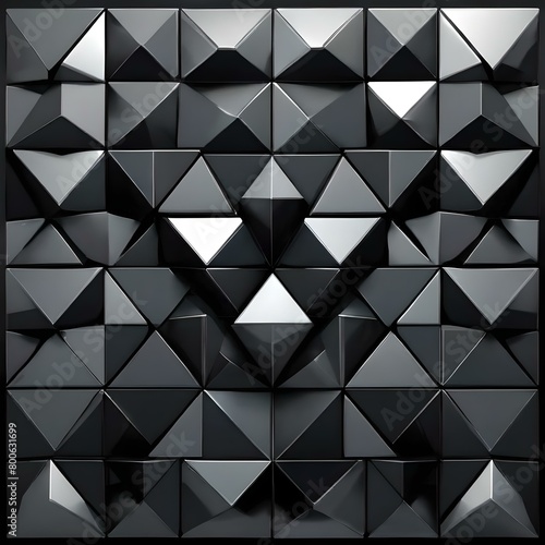 metalic surface silver black and white triangle conical mosaic background