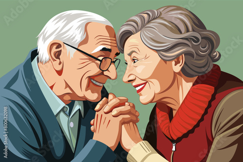 Two elderly people holding hands, their faces etched with wrinkles that tell a story of a lifetime of love