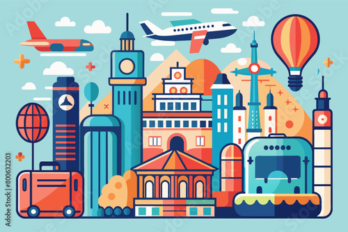 Travel and tourism icon vector series for airports, landmarks, transportation, luggage, etc for a user-friendly experience