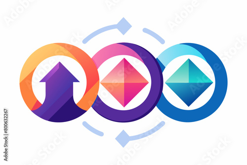 Transformation and change icon vector incorporating morphing shapes or gradients