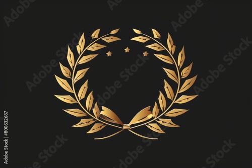 Elegant gold laurel wreath on a sleek black background, perfect for awards and achievements photo