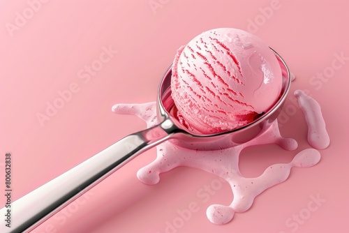 Close-up of a scoop of ice cream on a spoon. Perfect for food and dessert concepts