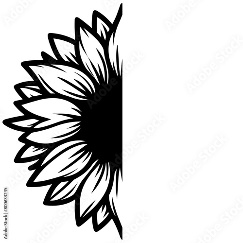 Sunflower Half Outline