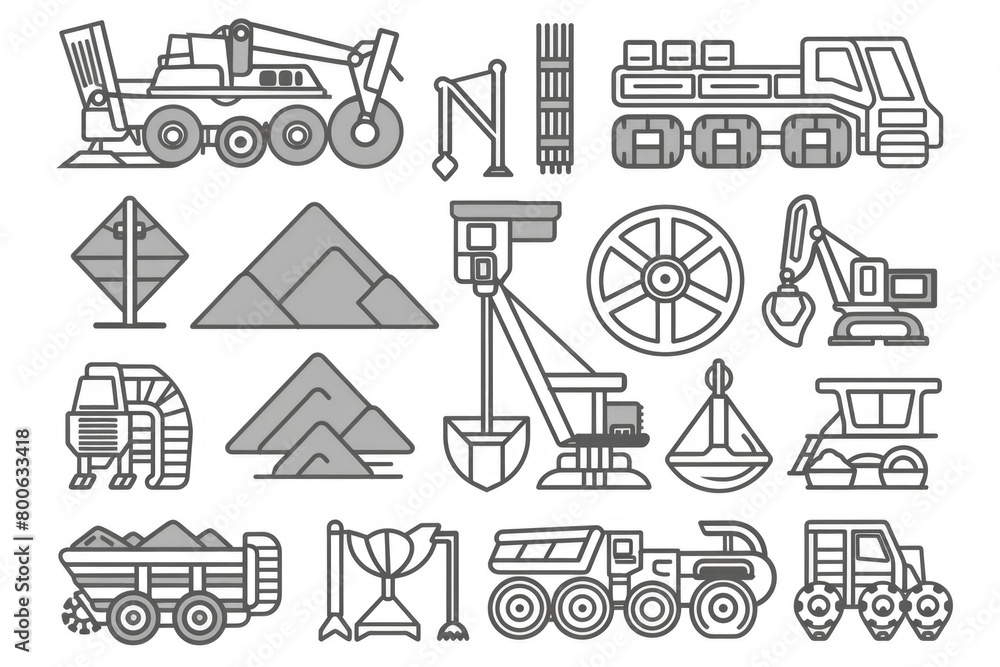 A collection of different types of construction machinery. Ideal for construction industry concepts