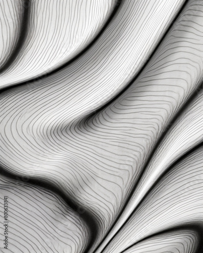 Line Art Template with Distinct Black Lines in Wavy Patterns on White Linen Texture - Vivid and Bold with High Contrast