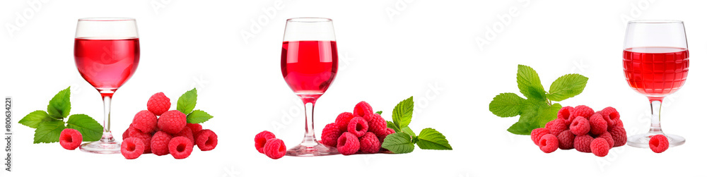 Collection of Raspberry Wine isolated on transparent png background. Generative ai Collection of Raspberry Wine isolated on transparent png background. Generative ai