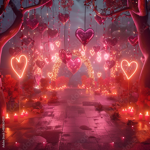 A beautiful illustration in celebration of Valentine's Day. Image produced by artificial intelligence.	