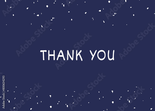 Thank you card design with white sparkles and blue background
