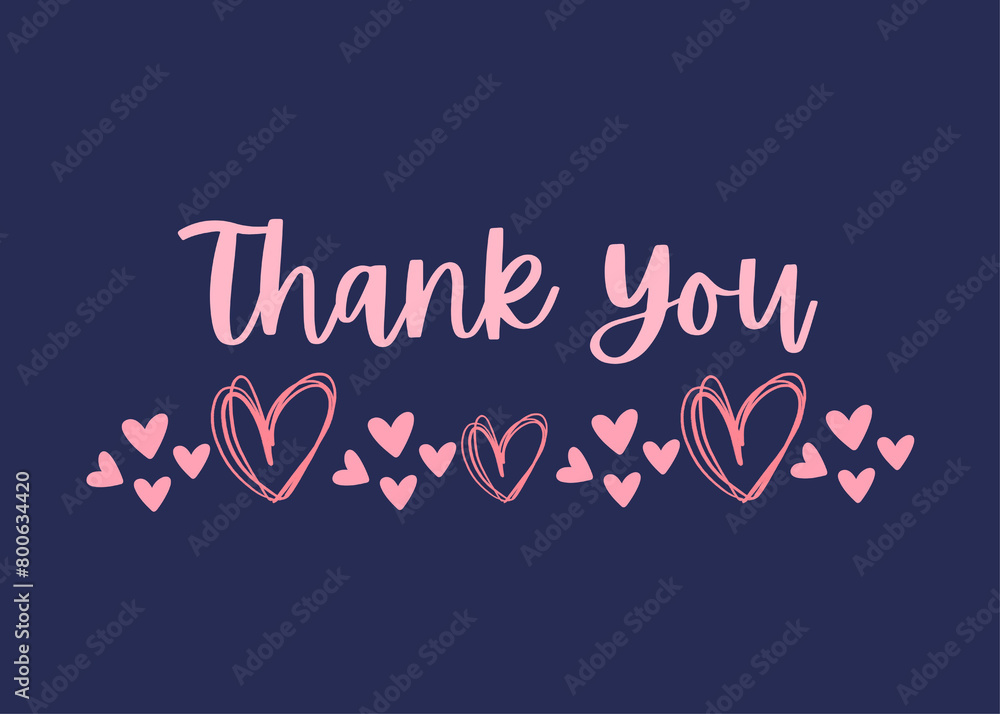 minimalist thank you card design with pink hearts minimalist thank you card design with pink hearts