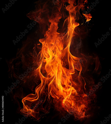 Fire on Black Background