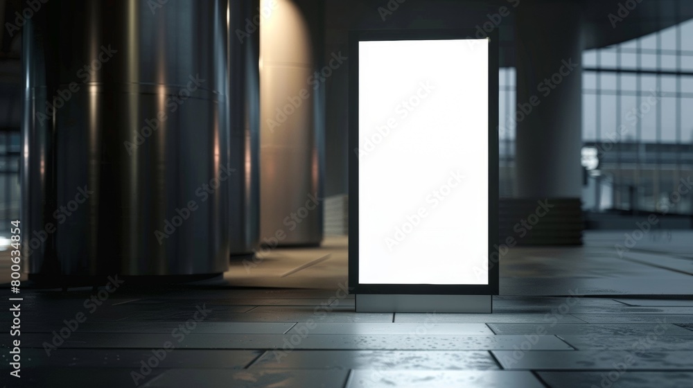 Blank mockup of a minimalist kiosk featuring touch screen technology. . Blank mockup of a minimalist kiosk featuring touch screen technology. .