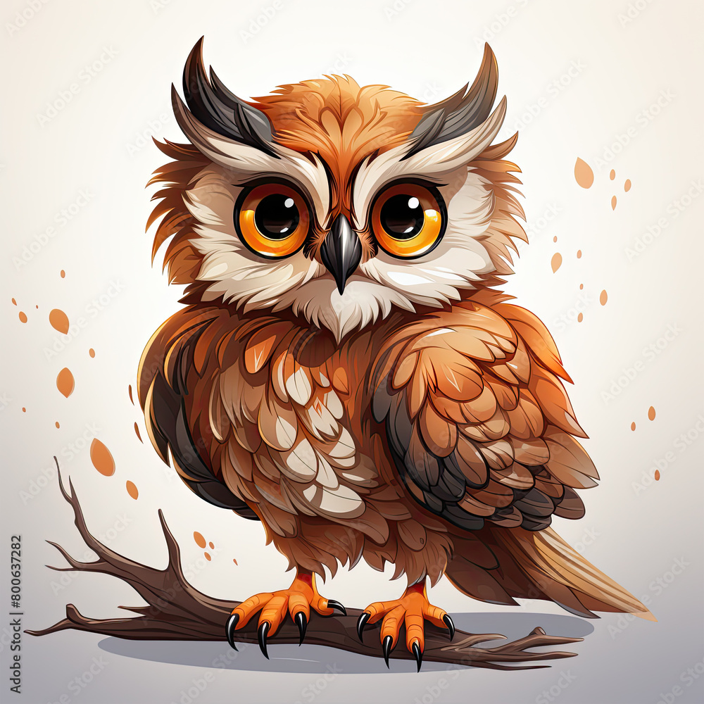 Naklejka premium Watercolor Owl vector, clipart Illustration, Generative Ai