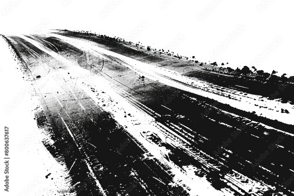 Obraz premium A monochromatic image of a rural dirt road. Suitable for various projects