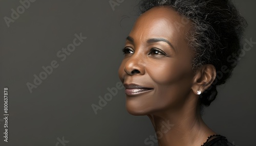 Close-up profile of a beautiful elderly afro-american woman