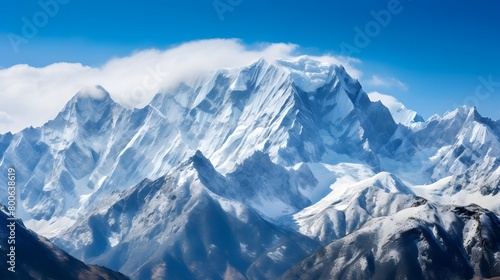 Panoramic view of the snow-capped peaks of the Caucasus mountains © I