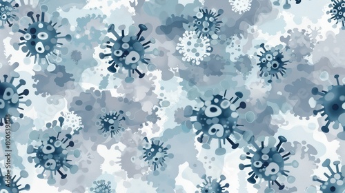 wallpaper background of an abstract illustrated representation of viruses in soft grays and blues on a light background