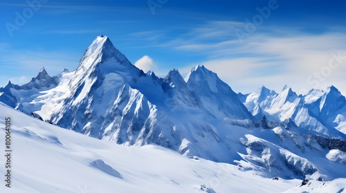 Panoramic view of the Swiss alps in winter, Switzerland