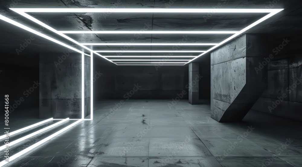 wallpaper futuristic and clean black room interior with white glowing neon lamps
wallpaper futuristic and clean black room interior with white glowing neon lamps