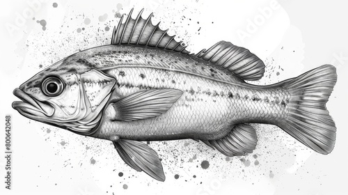 The fish illustration is designed as a black line icon