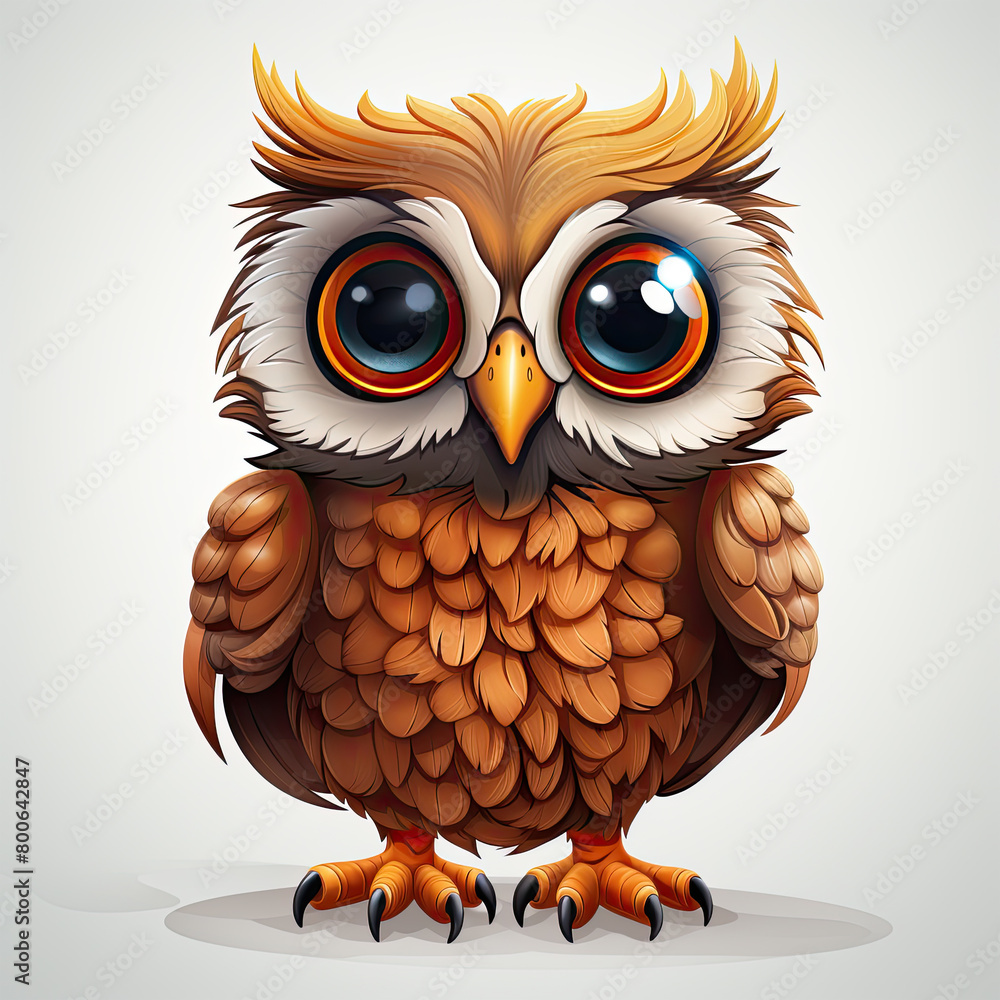 Fototapeta premium Watercolor Owl vector, clipart Illustration, Generative Ai