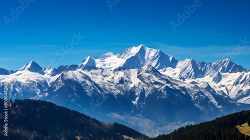 Panoramic view of the snow-capped mountains in the Alps © I