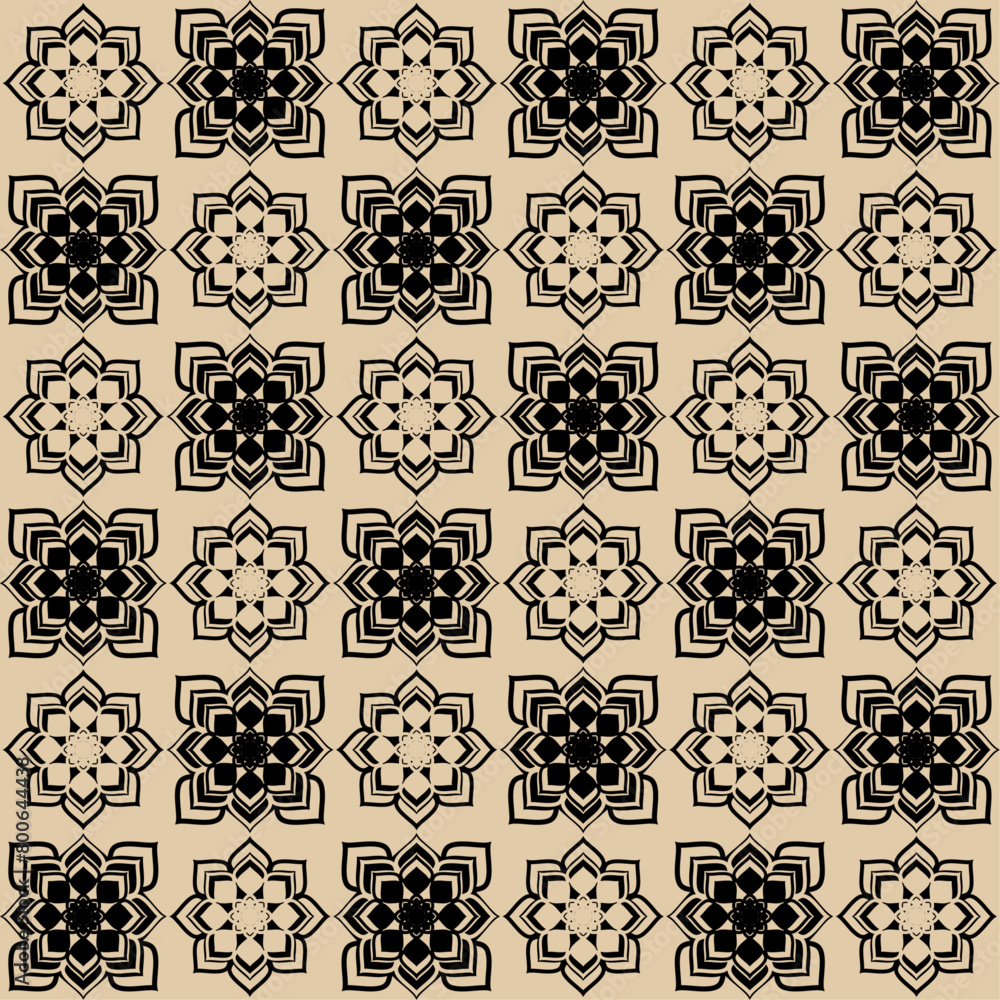 seamless black and white pattern with flowers abstract geometric background graphic design print for fabric web page surface textures wrapping paper vector illustration