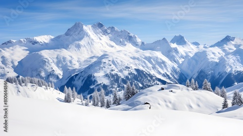 panoramic view of the alps in winter, switzerland
