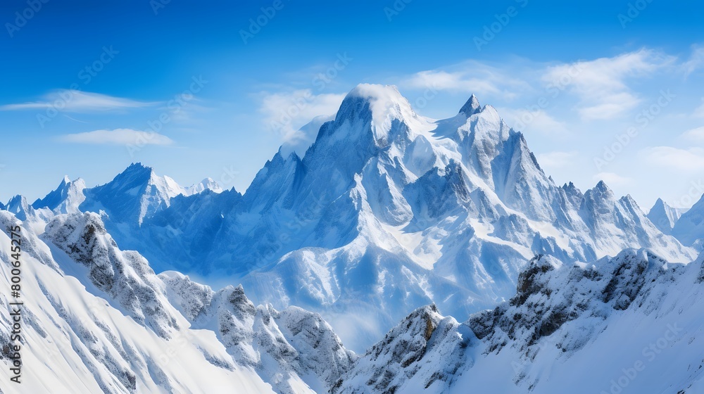 Panoramic view of the Mont Blanc massif in Chamonix, France