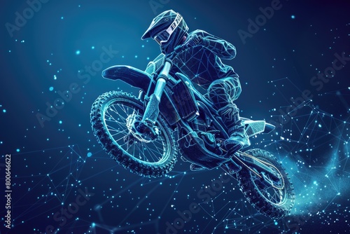 A man riding a dirt bike through the air, perfect for sports and adventure concepts