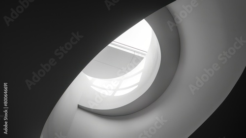 circular backlight or window on a white wall 
