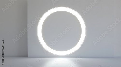 circular backlight or window on a white wall 