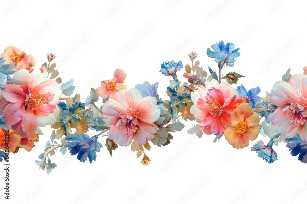 floral garland illustration, baroque inspiration on a white background floral garland illustration, baroque inspiration on a white background