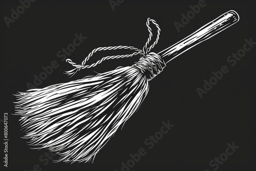 Simple black and white drawing of a broom, suitable for various design projects