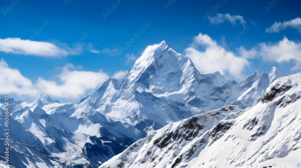 Panoramic view of the snow-capped mountains in Switzerland